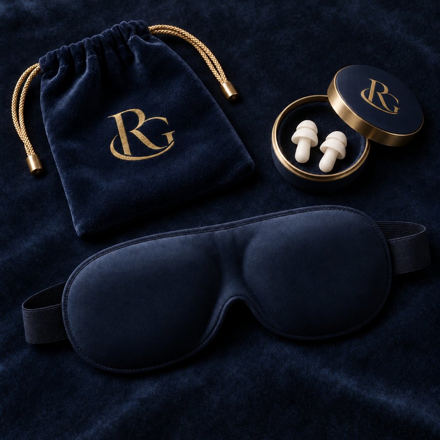 Sleep kit with travel pouch, 3D sleep mask and earplug case