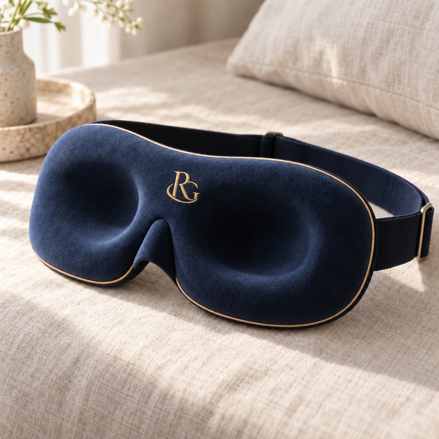 Navy contoured 3D sleep mask with molded eye cups